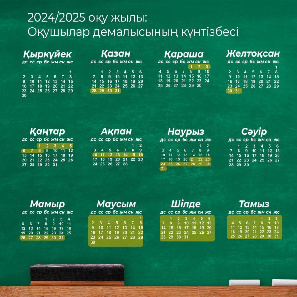 Оқу-ағарту министрлігі орта білім беру ұйымдарында 2024-2025 оқу жылының басталу мерзімін, ұзақтығын және каникул кезеңдерін бекітті.